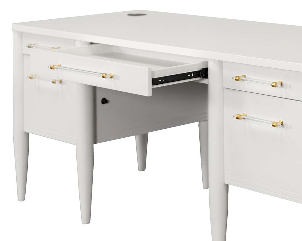 Martin Furniture - Shasta - Contemporary Half-Pedestal Desk, Office Desk, Accent Desk, White - IMSH660 veiw 5