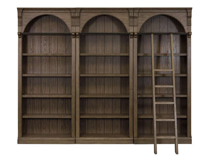 Martin Furniture - Stratton - Traditional 8 Tall Bookcase Wall With Ladder, Storage Organizer, Display Shelf Unit for Office, Living Room, Brown - IMST4094KIT3 veiw 1