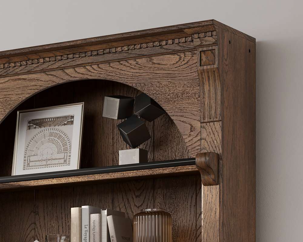 Martin Furniture - Stratton - Traditional 8 Tall Bookcase Wall With Ladder, Storage Organizer, Display Shelf Unit for Office, Living Room, Brown - IMST4094KIT3 veiw 4