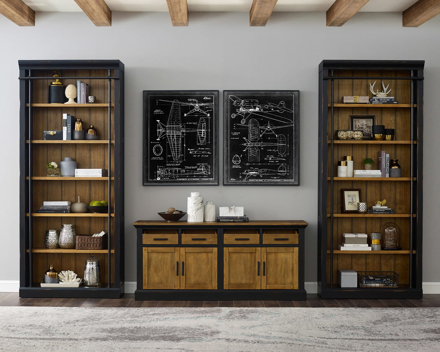 Martin Furniture  -  Toulouse 8 Tall Wood Bookcase, Fully Assembled, Black - IMTE4094 veiw 7