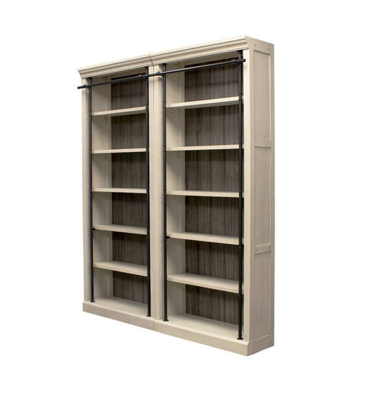 Martin Furniture - Toulouse - Fully Assembled 8' Tall Bookcase Wall With Ladder, Storage Organizer, Display Shelf Unit for Office, Living Room, Aged Chateau White - TE4094WKIT2PC view 1