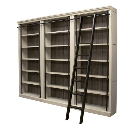 Martin Furniture - Toulouse - Fully Assembled 8' Tall Bookcase Wall With Ladder, Storage Organizer, Display Shelf Unit for Office, Living Room, Aged Chateau White - TE4094WKIT3PC view 1