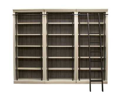 Martin Furniture - Toulouse - Fully Assembled 8' Tall Bookcase Wall With Ladder, Storage Organizer, Display Shelf Unit for Office, Living Room, Aged Chateau White - TE4094WKIT3PC view 2
