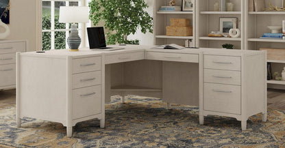 Martin Furniture - Towne - Executive Wood Double Pedestal L-Desk, Corner Table, Office Storage, White - IMTO684R-KIT view 1