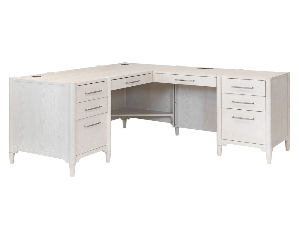 Martin Furniture - Towne - Executive Wood Double Pedestal L-Desk, Corner Table, Office Storage, White - IMTO684R-KIT view 8