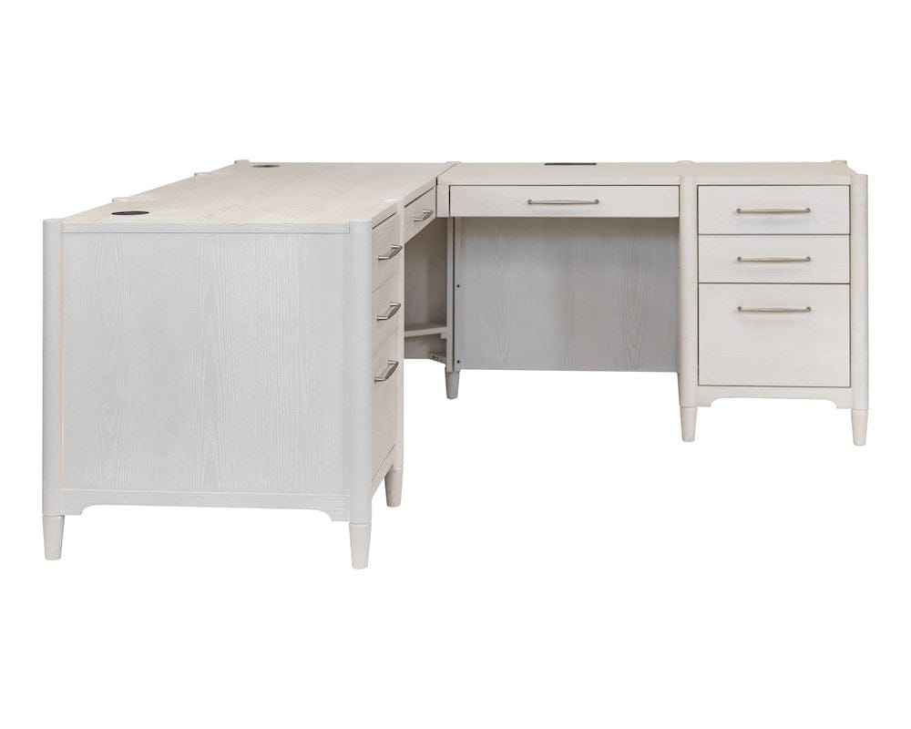 Martin Furniture - Towne - Executive Wood Double Pedestal L-Desk, Corner Table, Office Storage, White - IMTO684R-KIT view 9