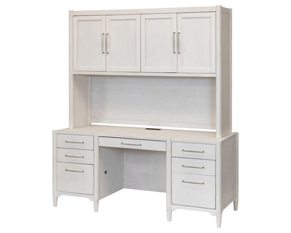 Martin Furniture - Towne - Modern Wood Desk with Hutch, Office Storage, Writing Table with Cabinet, Fully Assembled, White - IMTO682-689KIT view 3
