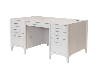 Martin Furniture - Towne - Modern Wood Double Pedestal Executive Desk, Writing Table, Office Storage, Fully Assembled, White - IMTO680 view 1
