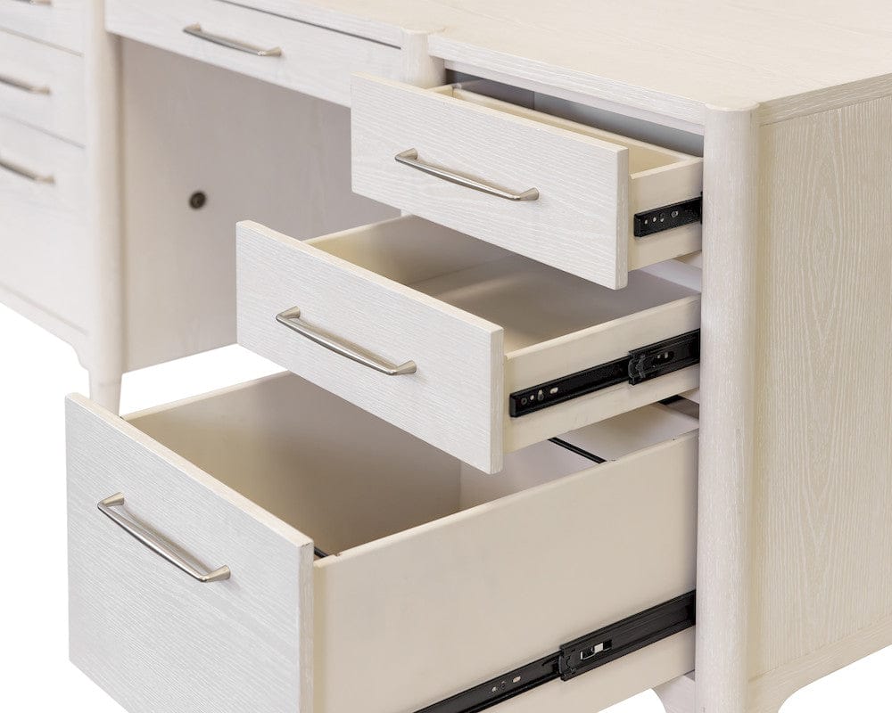 Martin Furniture - Towne - Modern Wood Double Pedestal Executive Desk, Writing Table, Office Storage, Fully Assembled, White - IMTO680 view 5