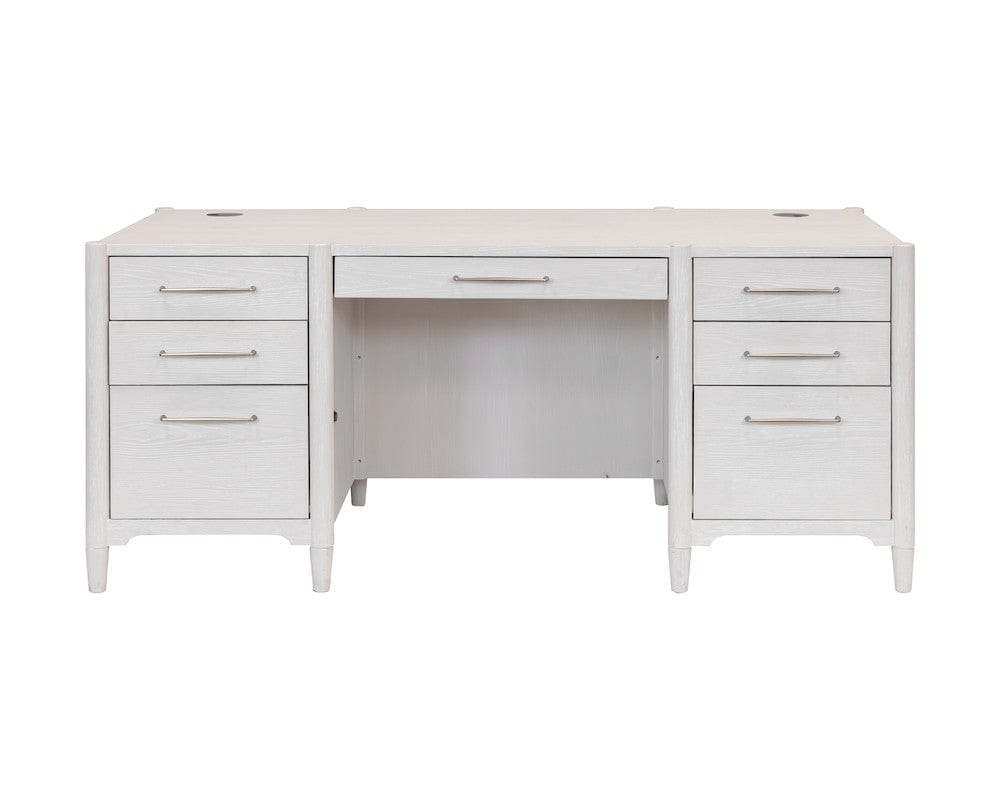 Martin Furniture - Towne - Modern Wood Double Pedestal Executive Desk, Writing Table, Office Storage, Fully Assembled, White - IMTO680 view 11