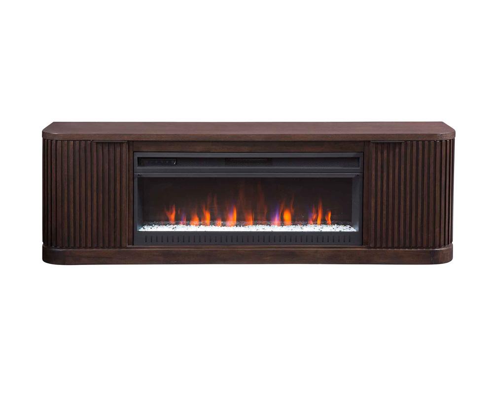 Martin Furniture - Tulane Contemporary 76in Fireplace Console, Entertainment Storage, TV Stand, Fully Assembled, Brown - IMTU370FP veiw 2