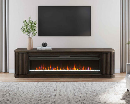 Martin Furniture - Tulane Contemporary 84in Fireplace Console, Entertainment Storage, TV Stand, Fully Assembled, Brown - IMTU380FP veiw 3