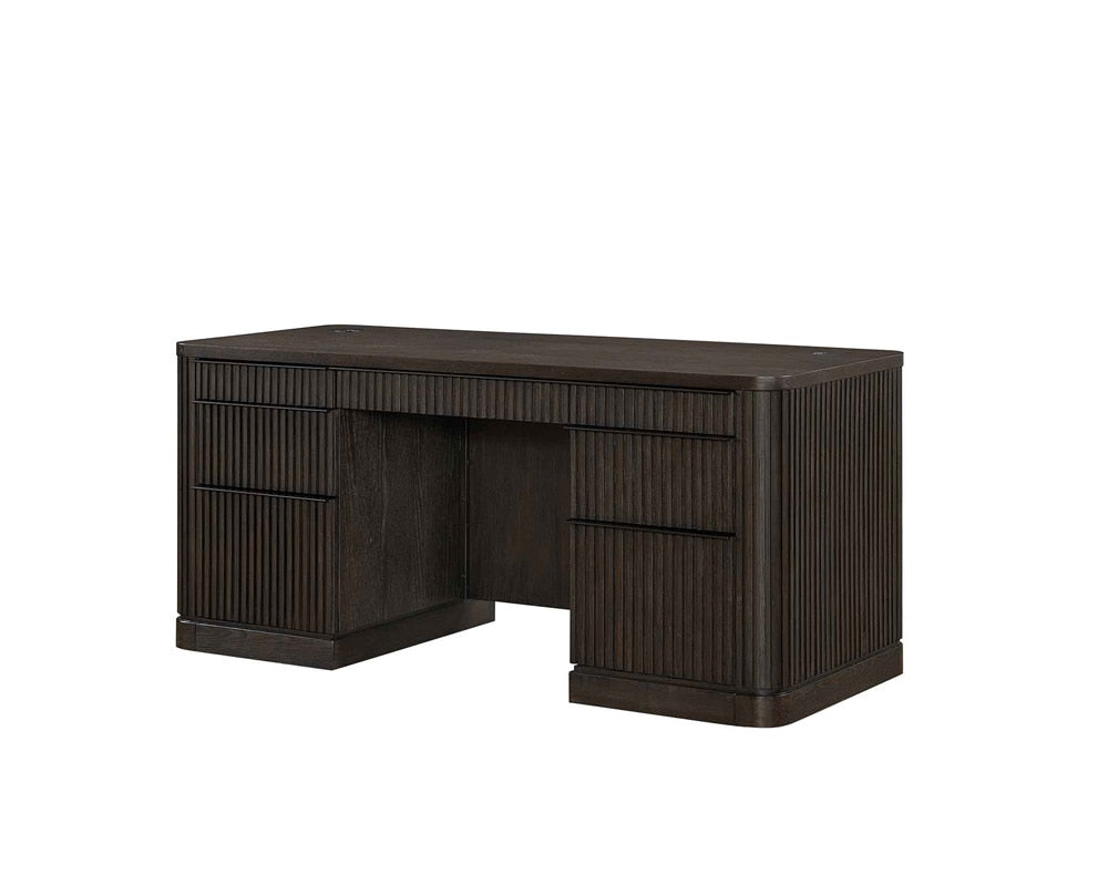 Martin Furniture - Tulane Double Pedestal Desk, Pedestal Desk, Writing Desk, Executive Writing Desk, Writing Table, Office Desk, Brown - IMTU680 veiw 1