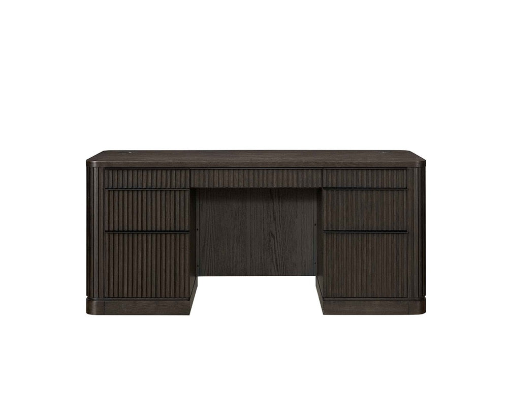 Martin Furniture - Tulane Double Pedestal Desk, Pedestal Desk, Writing Desk, Executive Writing Desk, Writing Table, Office Desk, Brown - IMTU680 veiw 2