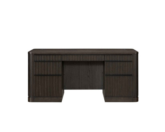 Martin Furniture - Tulane Double Pedestal Desk, Pedestal Desk, Writing Desk, Executive Writing Desk, Writing Table, Office Desk, Brown - IMTU680 veiw 2