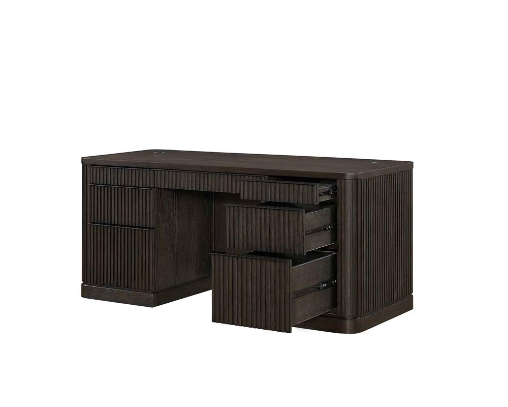 Martin Furniture - Tulane Double Pedestal Desk, Pedestal Desk, Writing Desk, Executive Writing Desk, Writing Table, Office Desk, Brown - IMTU680 veiw 4