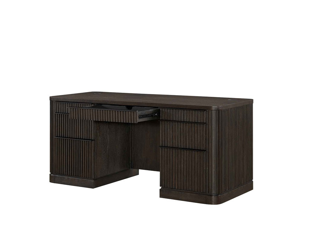 Martin Furniture - Tulane Double Pedestal Desk, Pedestal Desk, Writing Desk, Executive Writing Desk, Writing Table, Office Desk, Brown - IMTU680 veiw 5