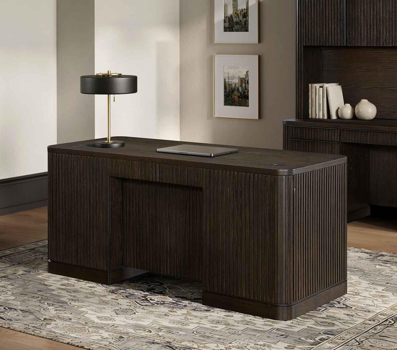 Martin Furniture - Tulane Double Pedestal Desk, Pedestal Desk, Writing Desk, Executive Writing Desk, Writing Table, Office Desk, Brown - IMTU680 veiw 9