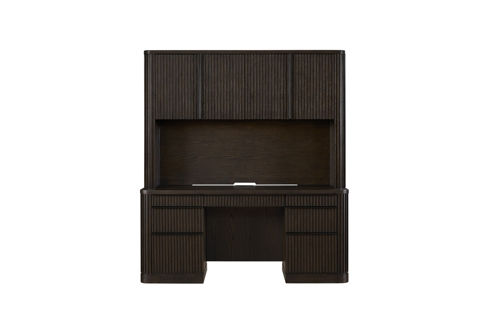 Martin Furniture - Tulane Executive Credenza and Hutch, Office Desk, Fully Assembled, Brown - IMTU682-689KIT view 1