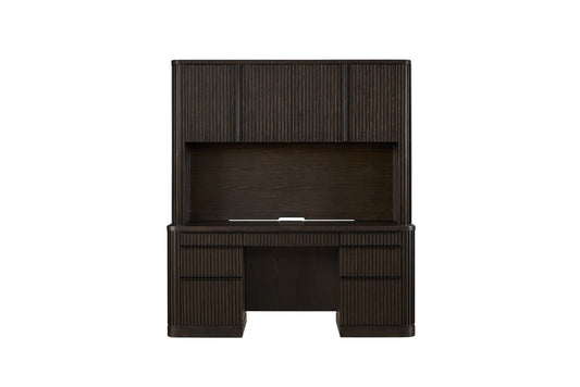 Martin Furniture - Tulane Executive Credenza and Hutch, Office Desk, Fully Assembled, Brown - IMTU682-689KIT veiw 1