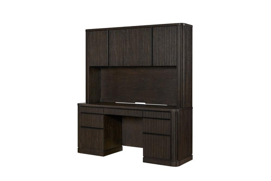 Martin Furniture - Tulane Executive Credenza and Hutch, Office Desk, Fully Assembled, Brown - IMTU682-689KIT veiw 2