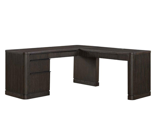 Martin Furniture - Tulane Pedestal L-Desk, Pedestal L-Desk with Open Return, Pedestal Desk, Office Desk, Brown - IMTU684 veiw 1