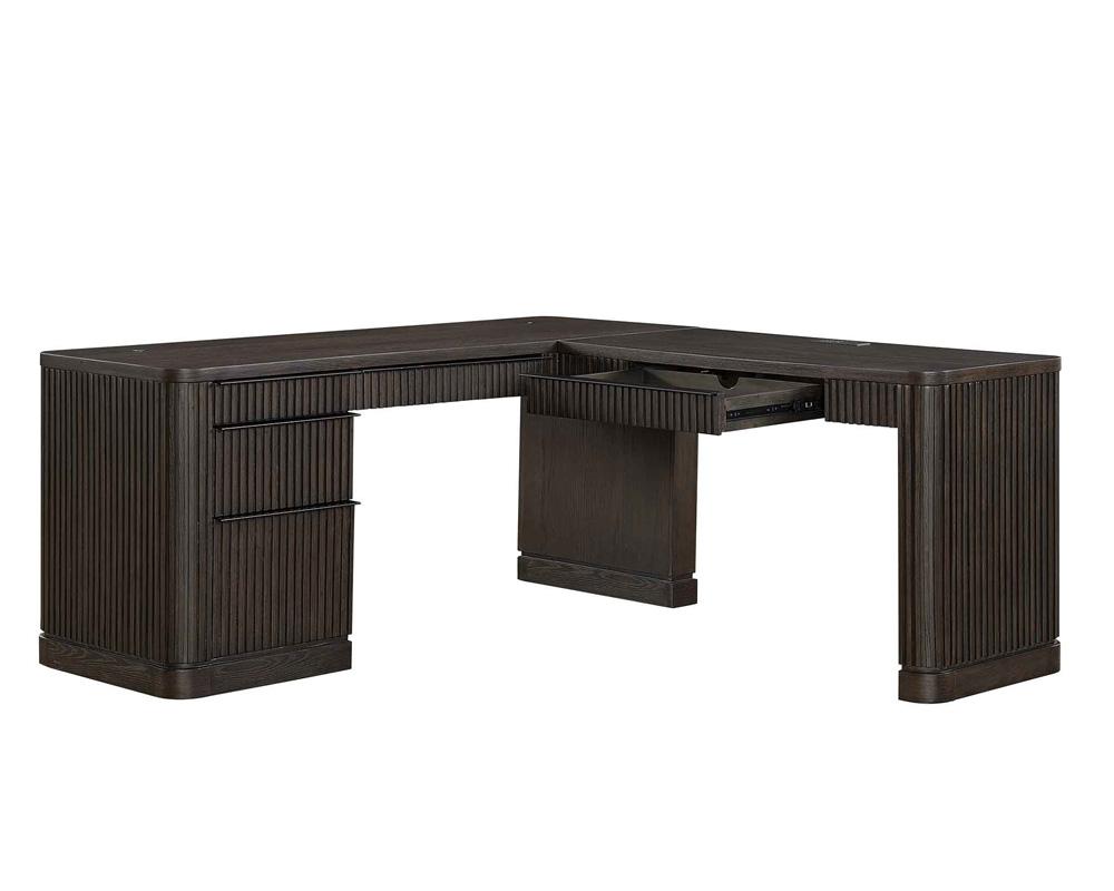 Martin Furniture - Tulane Pedestal L-Desk, Pedestal L-Desk with Open Return, Pedestal Desk, Office Desk, Brown - IMTU684 veiw 4