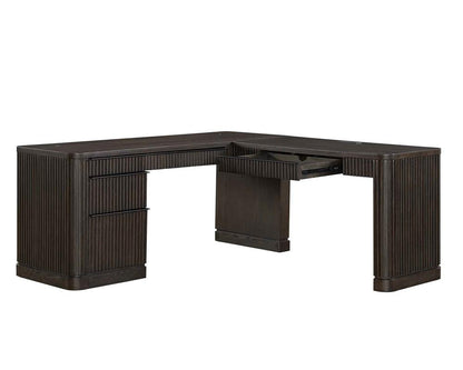 Martin Furniture - Tulane Pedestal L-Desk, Pedestal L-Desk with Open Return, Pedestal Desk, Office Desk, Brown - IMTU684 veiw 4