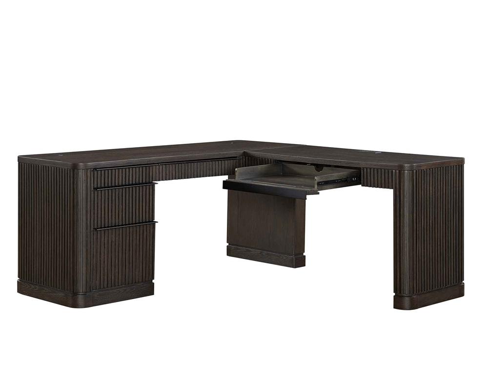 Martin Furniture - Tulane Pedestal L-Desk, Pedestal L-Desk with Open Return, Pedestal Desk, Office Desk, Brown - IMTU684 veiw 5