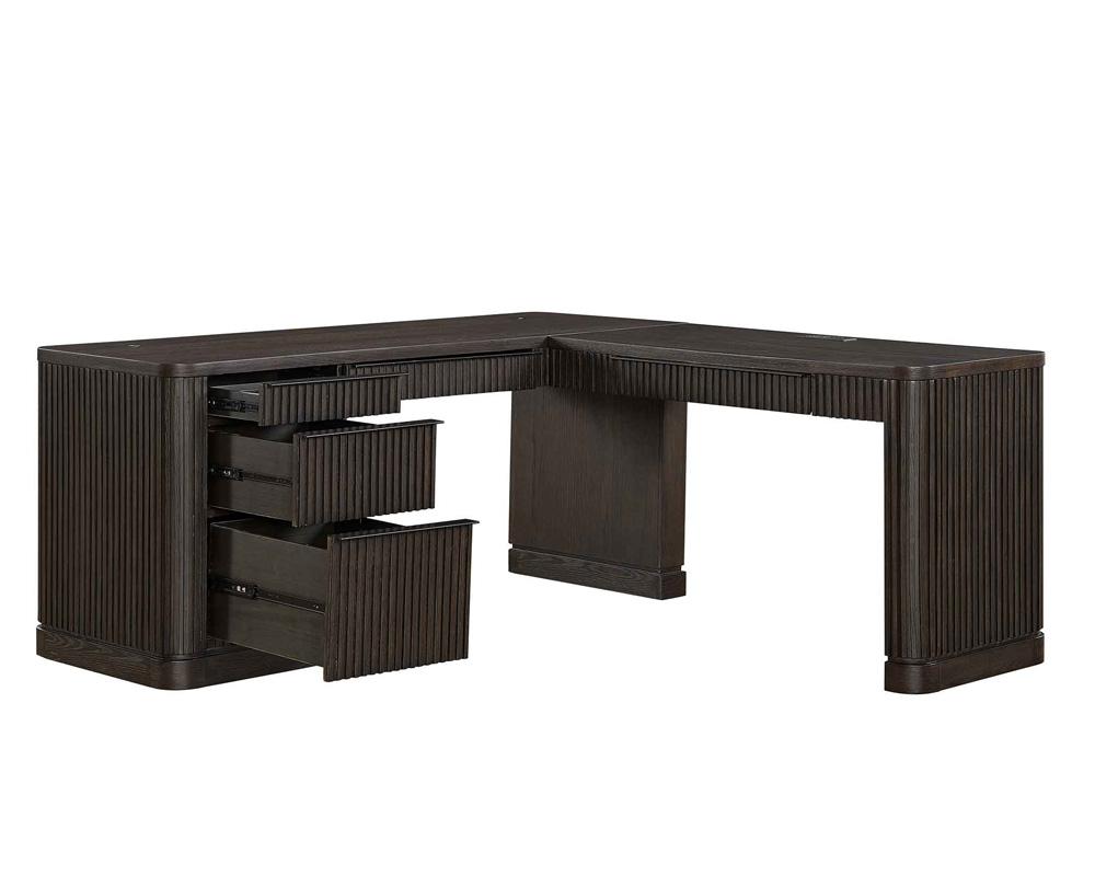 Martin Furniture - Tulane Pedestal L-Desk, Pedestal L-Desk with Open Return, Pedestal Desk, Office Desk, Brown - IMTU684 veiw 6