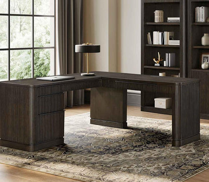 Martin Furniture - Tulane Pedestal L-Desk, Pedestal L-Desk with Open Return, Pedestal Desk, Office Desk, Brown - IMTU684 veiw 12