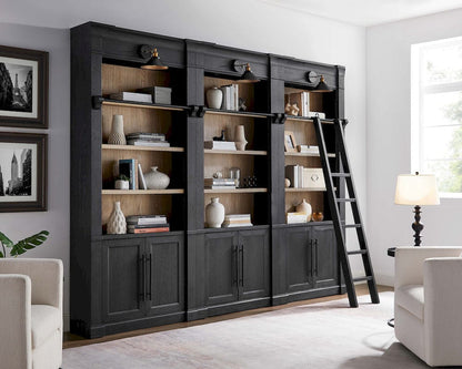 Martin Furniture - Willow Lane - Three 8 Tall Bookcase Wall With Ladder, Storage Organizer, Display Shelf for Office, Black - IMWL4094BKIT3 view 2