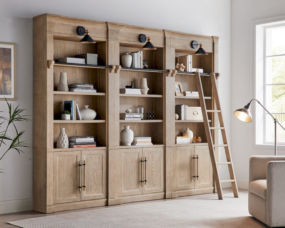 Martin Furniture - Willow Lane - Three 8 Tall Bookcase Wall With Ladder, Storage Organizer, Display Shelf for Office, Brown - IMWL4094NKIT3 view 3