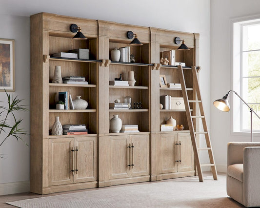 Martin Furniture - Willow Lane - Three 8 Tall Bookcase Wall With Ladder, Storage Organizer, Display Shelf for Office, Brown - IMWL4094NKIT3 view 3
