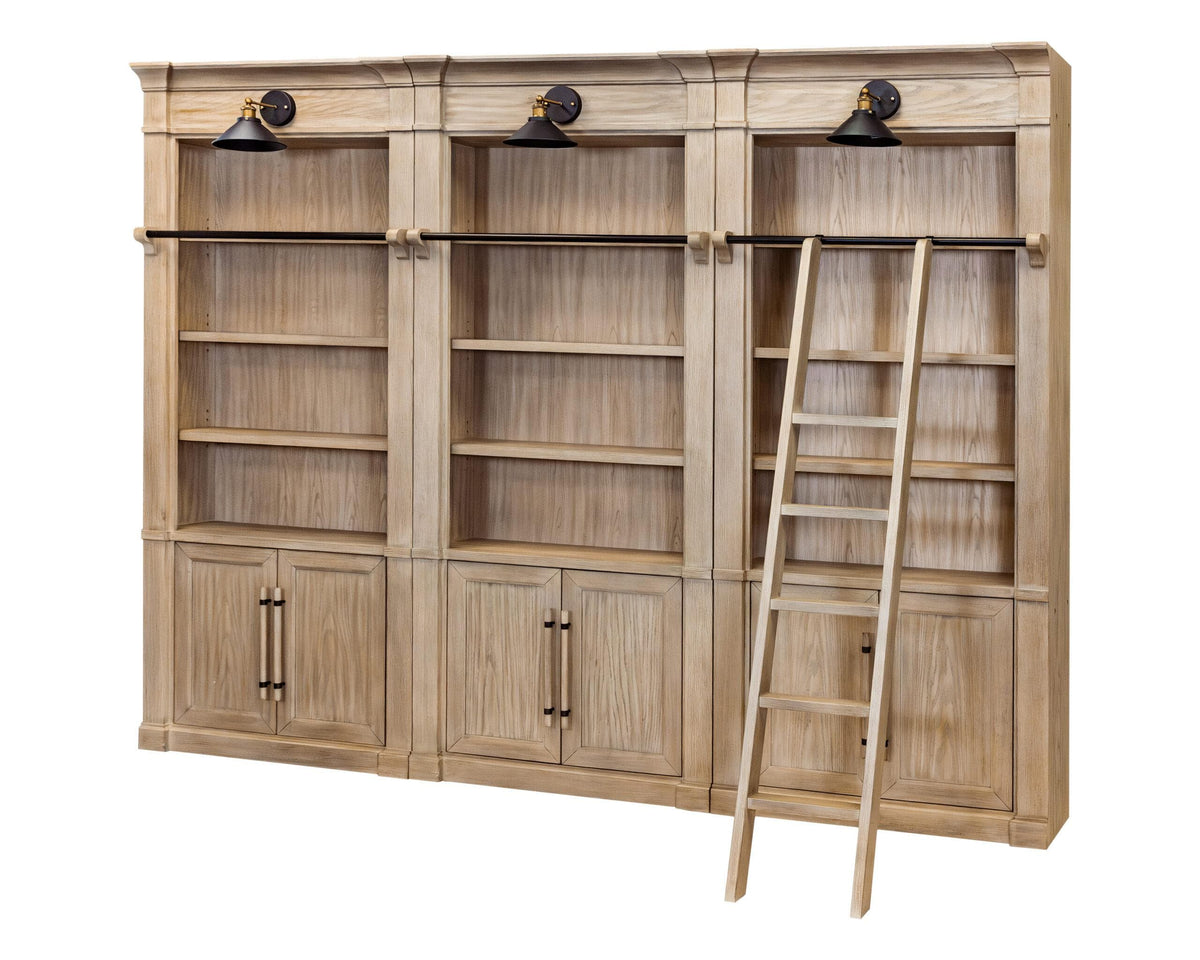 Martin Furniture - Willow Lane - Three 8 Tall Bookcase Wall With Ladder, Storage Organizer, Display Shelf for Office, Brown - IMWL4094NKIT3 view 1