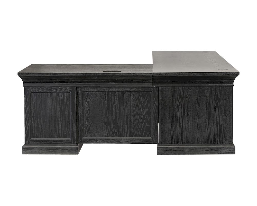 Martin Furniture - Willow Lane - Traditional Executive Wood Double Pedestal L-Desk, Corner Desk, Office Table, Black - IMWL684RB-KIT view 1