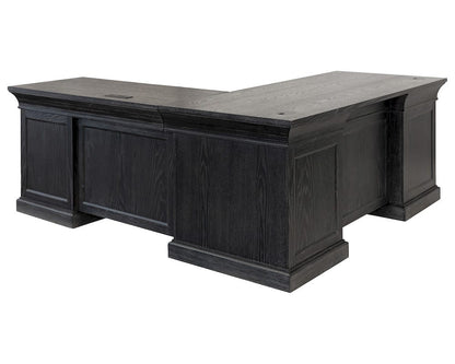 Martin Furniture - Willow Lane - Traditional Executive Wood Double Pedestal L-Desk, Corner Desk, Office Table, Black - IMWL684RB-KIT view 2