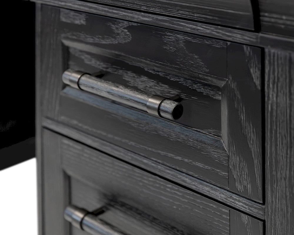 Martin Furniture - Willow Lane - Traditional Executive Wood Double Pedestal L-Desk, Corner Desk, Office Table, Black - IMWL684RB-KIT view 9