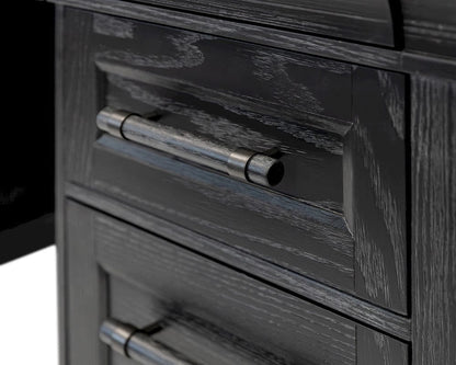 Martin Furniture - Willow Lane - Traditional Executive Wood Double Pedestal L-Desk, Corner Desk, Office Table, Black - IMWL684RB-KIT view 9