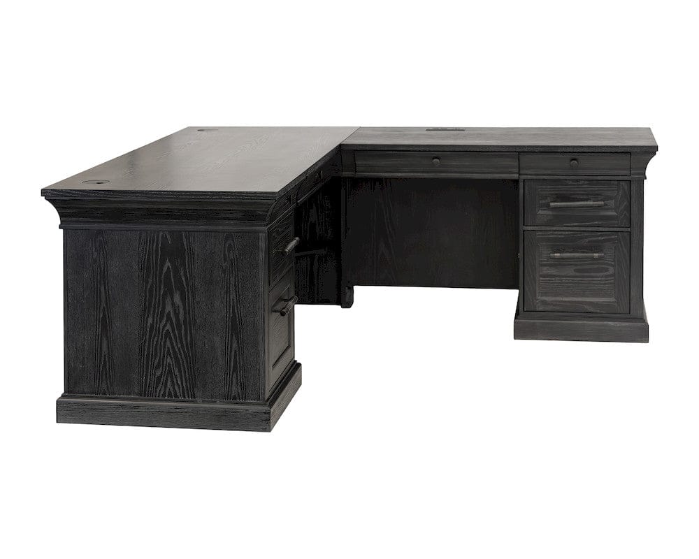 Martin Furniture - Willow Lane - Traditional Executive Wood Double Pedestal L-Desk, Corner Desk, Office Table, Black - IMWL684RB-KIT view 11