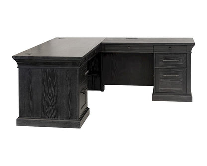 Martin Furniture - Willow Lane - Traditional Executive Wood Double Pedestal L-Desk, Corner Desk, Office Table, Black - IMWL684RB-KIT view 11