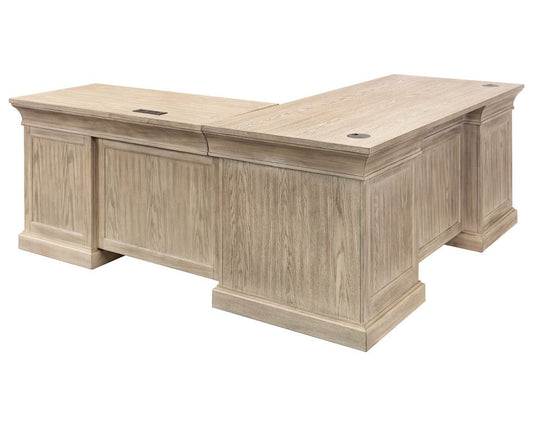 Martin Furniture - Willow Lane - Traditional Executive Wood Double Pedestal L-Desk, Corner Desk, Office Table, Brown - IMWL684RN-KIT view 2