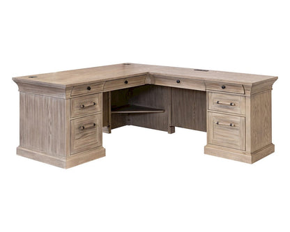 Martin Furniture - Willow Lane - Traditional Executive Wood Double Pedestal L-Desk, Corner Desk, Office Table, Brown - IMWL684RN-KIT view 11
