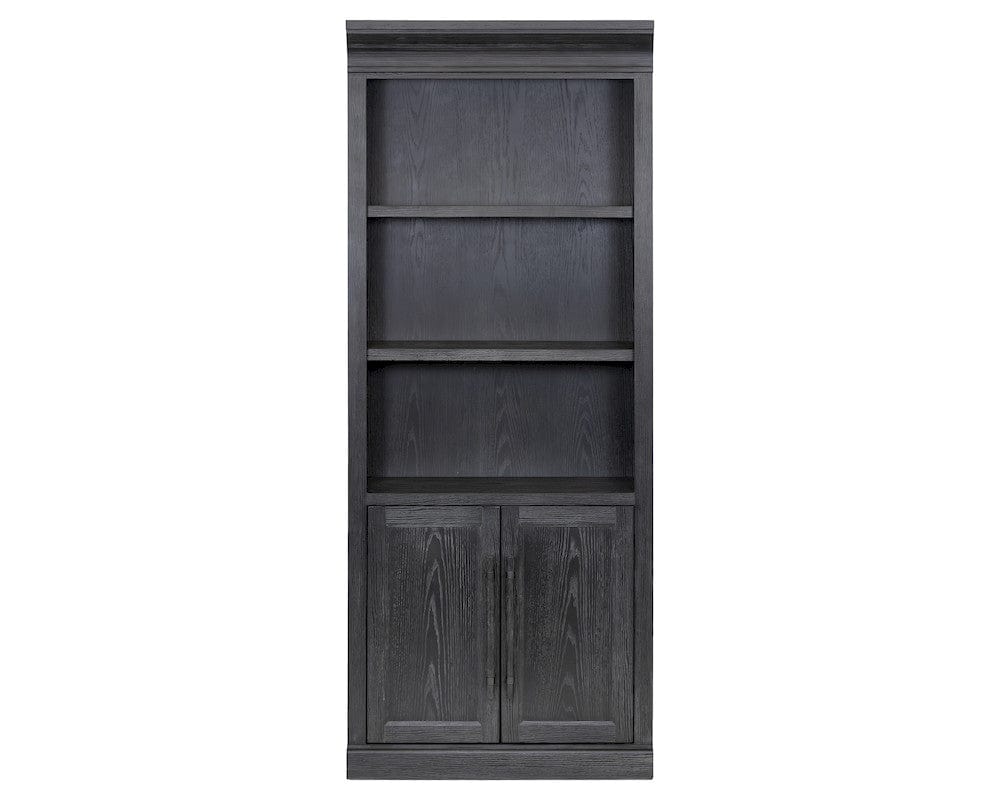 Martin Furniture - Willow Lane - Traditional Wood Bookcase with Doors, Office Storage, Fully Assembled, Black - IMWL3280DB view 1