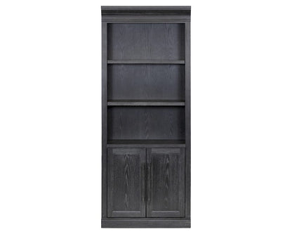 Martin Furniture - Willow Lane - Traditional Wood Bookcase with Doors, Office Storage, Fully Assembled, Black - IMWL3280DB view 1
