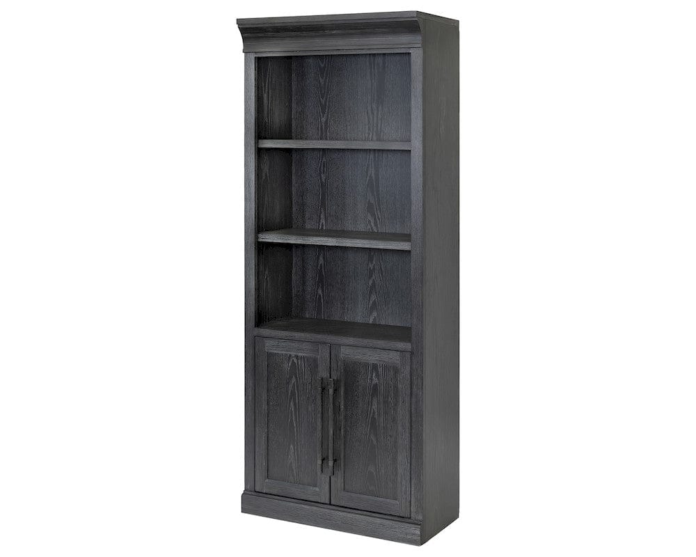 Martin Furniture - Willow Lane - Traditional Wood Bookcase with Doors, Office Storage, Fully Assembled, Black - IMWL3280DB view 2