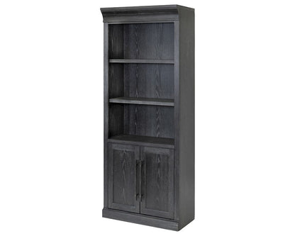 Martin Furniture - Willow Lane - Traditional Wood Bookcase with Doors, Office Storage, Fully Assembled, Black - IMWL3280DB view 2
