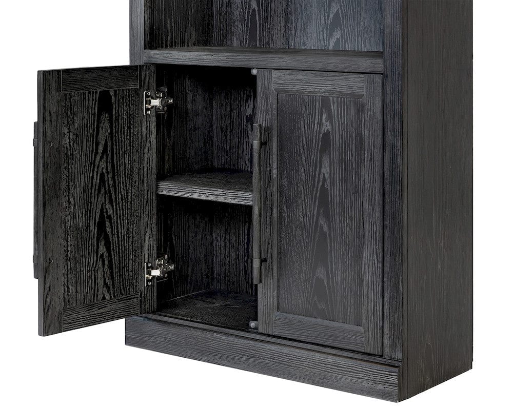 Martin Furniture - Willow Lane - Traditional Wood Bookcase with Doors, Office Storage, Fully Assembled, Black - IMWL3280DB view 9