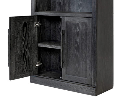 Martin Furniture - Willow Lane - Traditional Wood Bookcase with Doors, Office Storage, Fully Assembled, Black - IMWL3280DB view 9