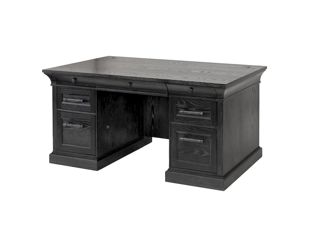 Martin Furniture - Willow Lane - Traditional Wood Double Pedestal Desk, Executive Desk, Office Table, Fully Assembled, Black - IMWL680B view 1